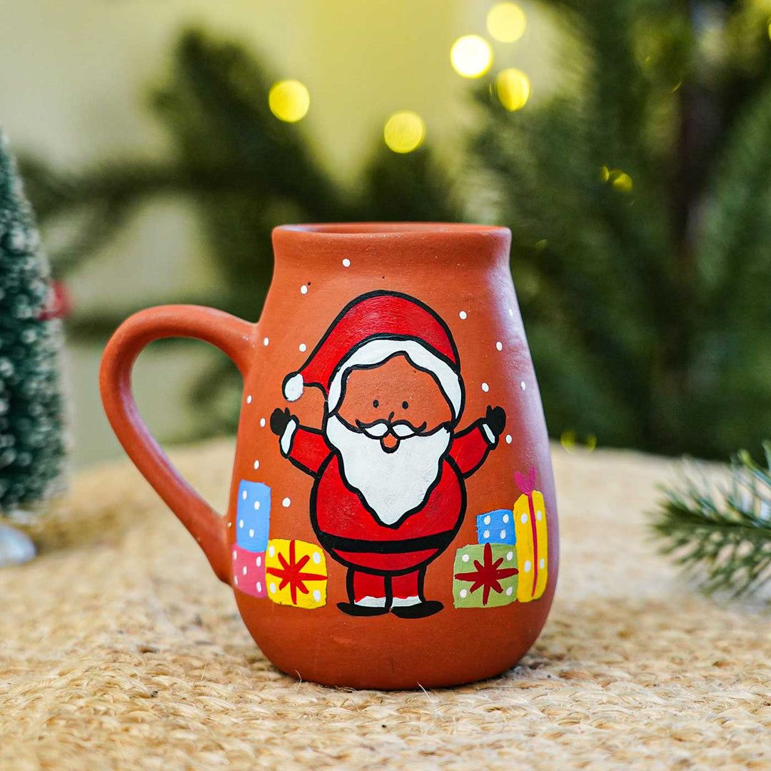 Hand-Painted Santa Surprise Terracotta Mugs | Secret Santa Gift Ideas