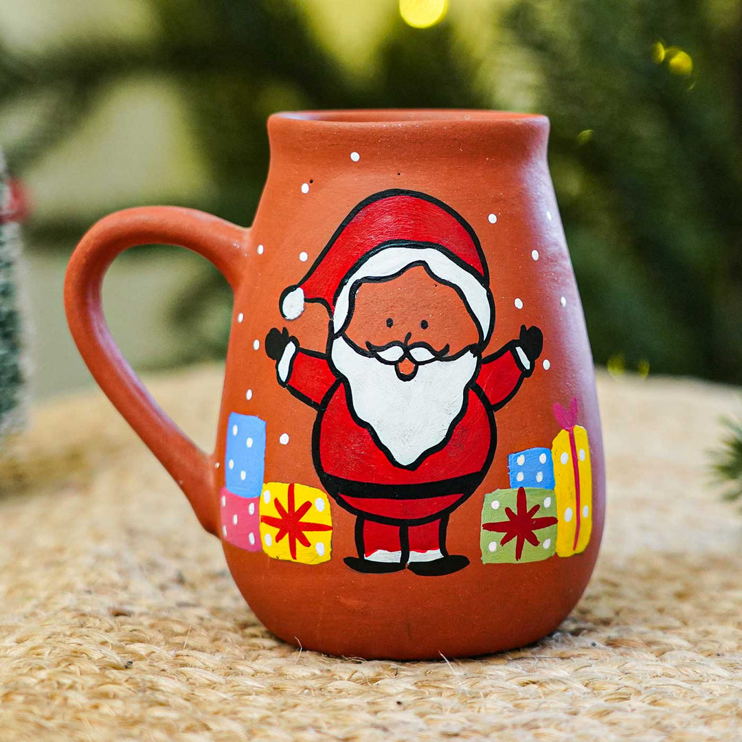 Hand-Painted Santa Surprise Terracotta Mugs | Secret Santa Gift Ideas