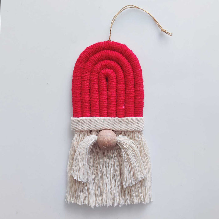 Handmade Santa Clause Macrame Cotton Ornament For Christmas Tree Decoration