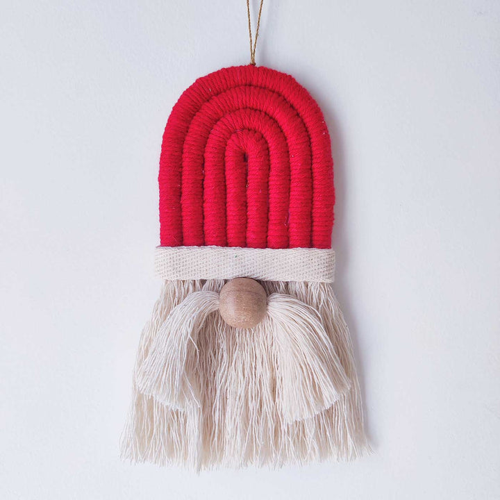 Handmade Santa Clause Macrame Cotton Ornament For Christmas Tree Decoration