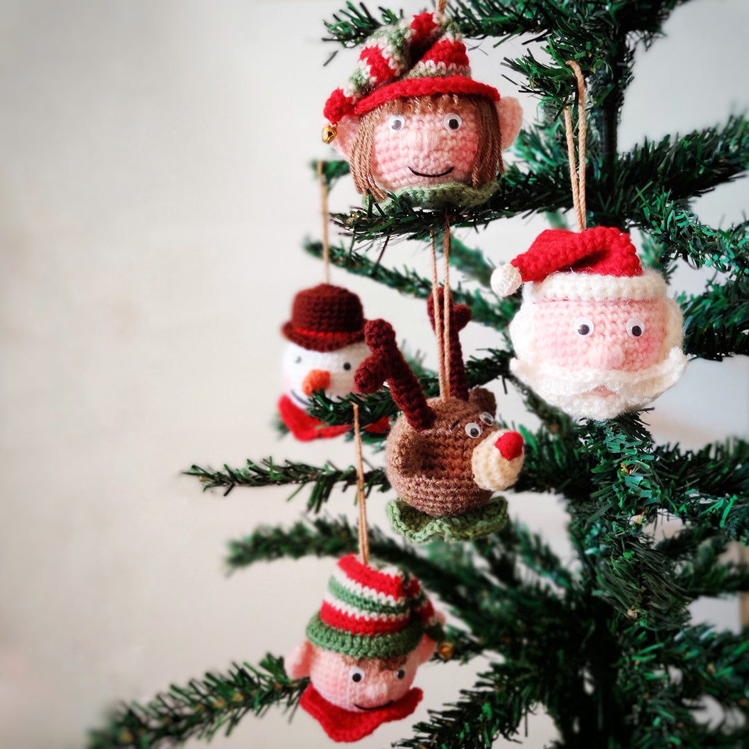 Handmade Santa And Friends Crochet Ornaments For Christmas Tree Decoration | Set Of 5