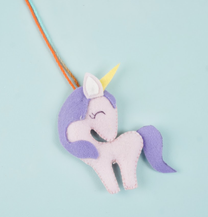 Personalized Handmade Unicorn Felt Rakhi With Roli Chawal