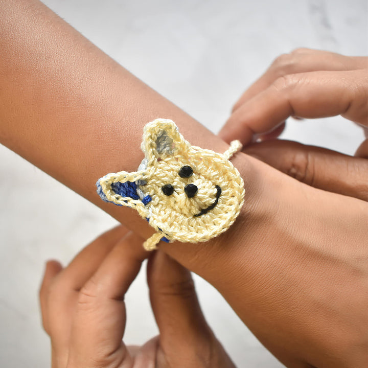 Handmade Crochet Rakhi Combo With Roli Chawal