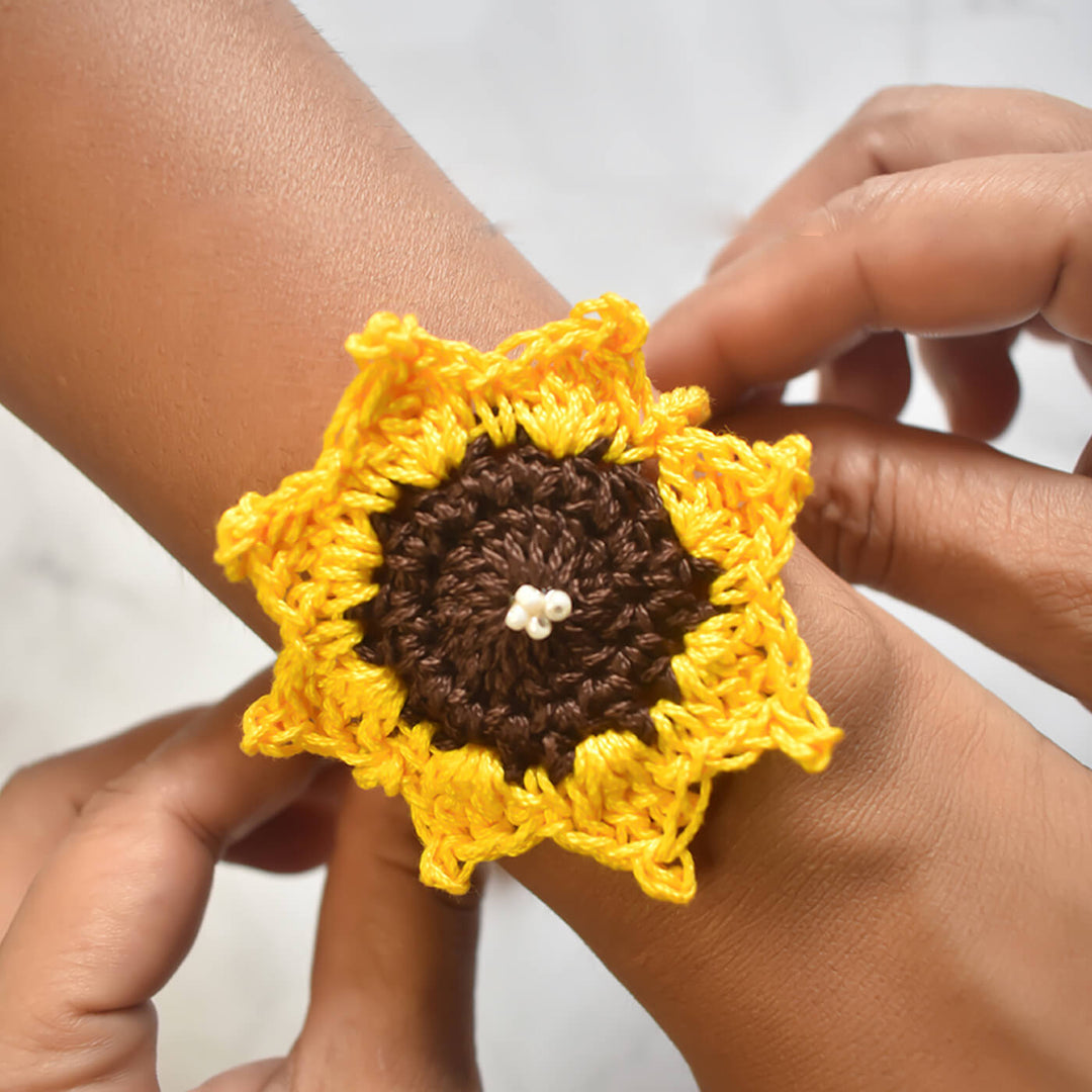 Handmade Crochet Rakhi With Roli Chawal