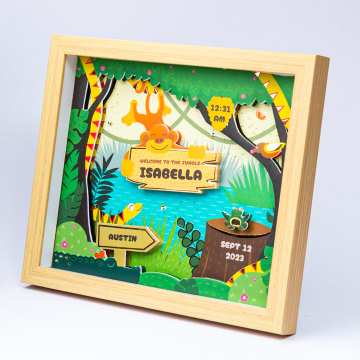 Personalized Handmade Tropical Theme Shadow Box Frame With Birth Details