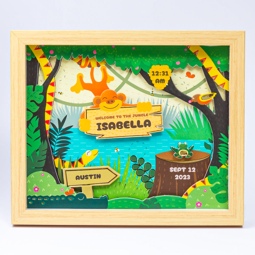 Personalized Handmade Tropical Theme Shadow Box Frame With Birth Details