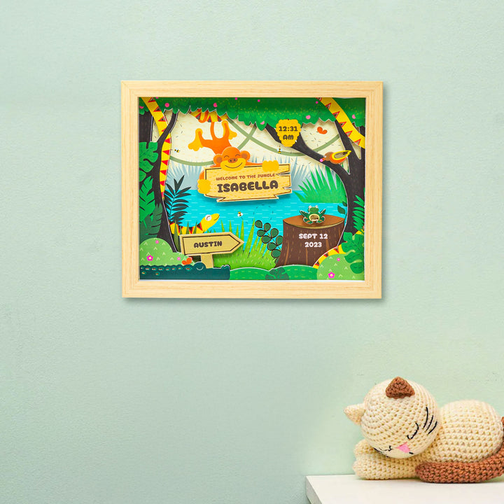 Personalized Handmade Tropical Theme Shadow Box Frame With Birth Details