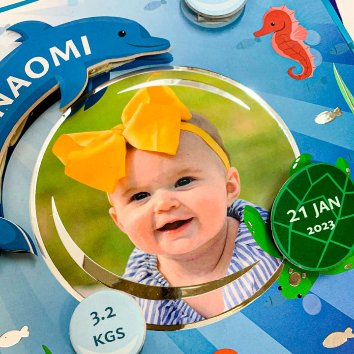 Photo Personalized Handmade Underwater Theme Shadow Box Frame With Birth Details