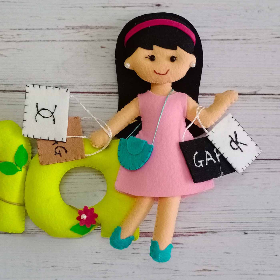 Hand-stitched Shopping Themed Felt Kids Bunting for Girls