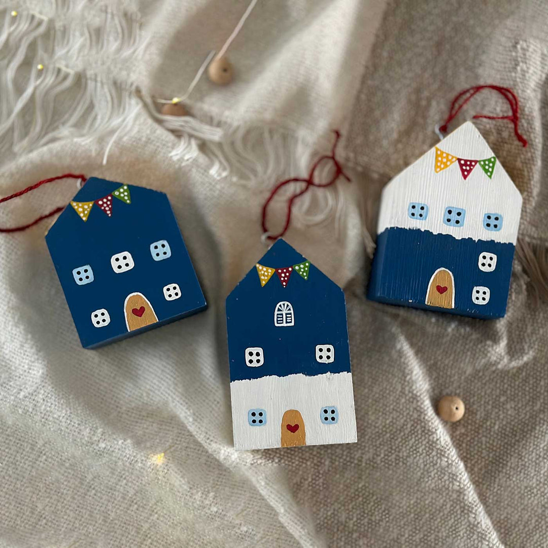 Santorini Miniature Wooden Houses | Set of 3