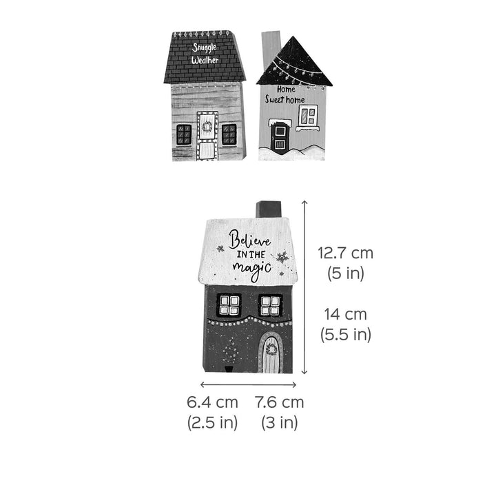 Snowy Xmas Miniature Houses | Set of 3