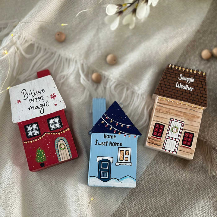 Snowy Xmas Miniature Houses | Set of 3