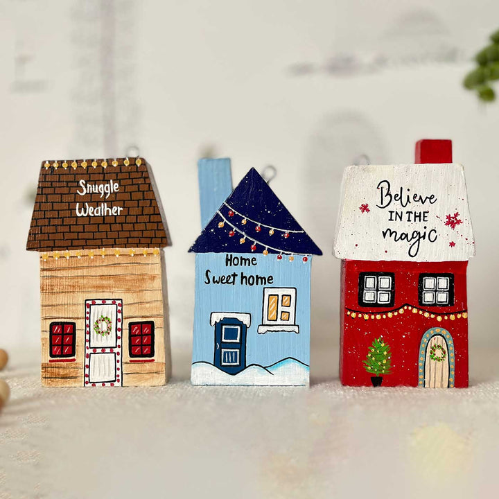 Snowy Xmas Miniature Houses | Set of 3