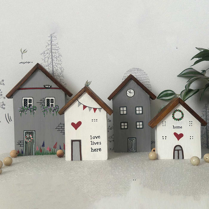 White and Grey Miniature Houses - Set of 3