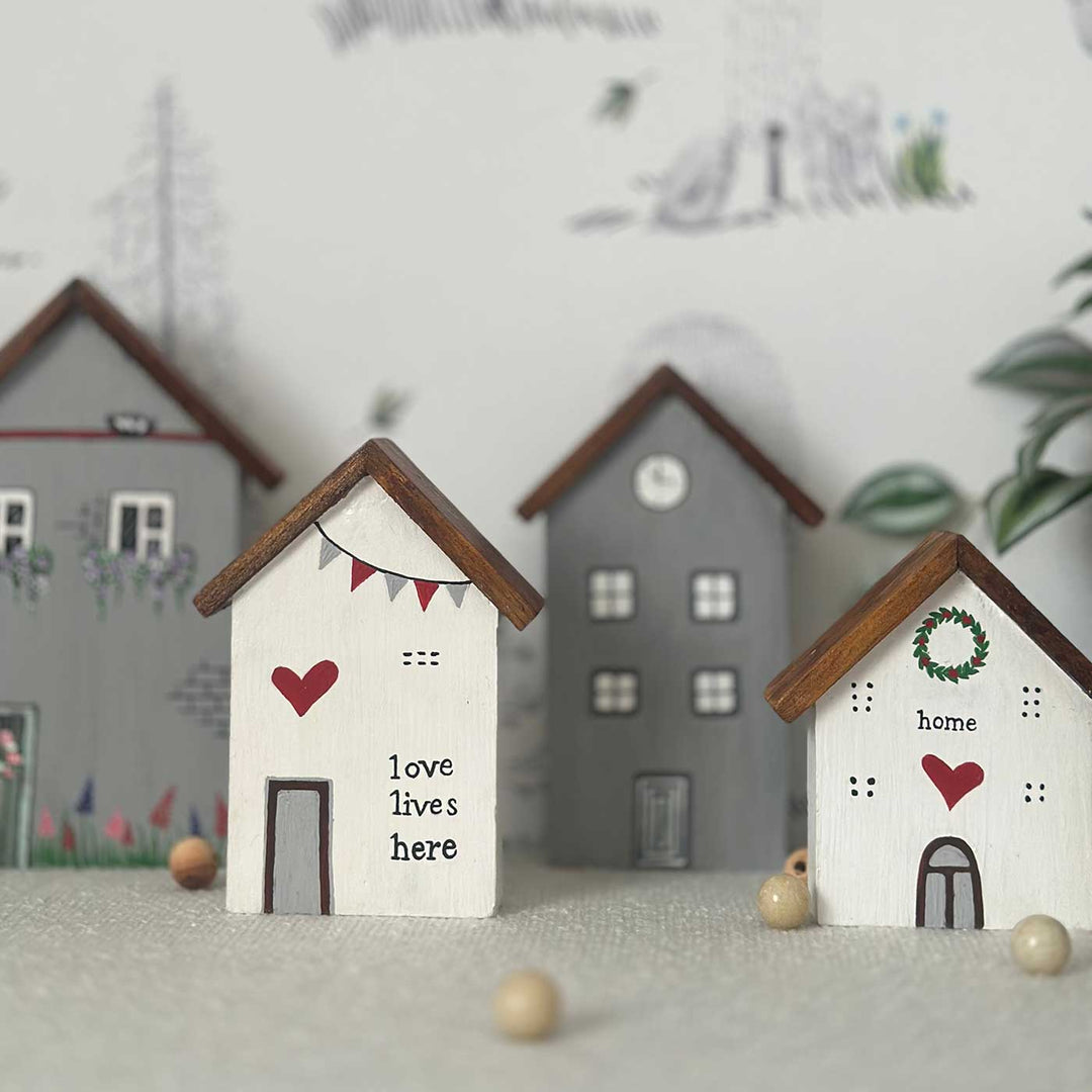 White and Grey Miniature Houses - Set of 3