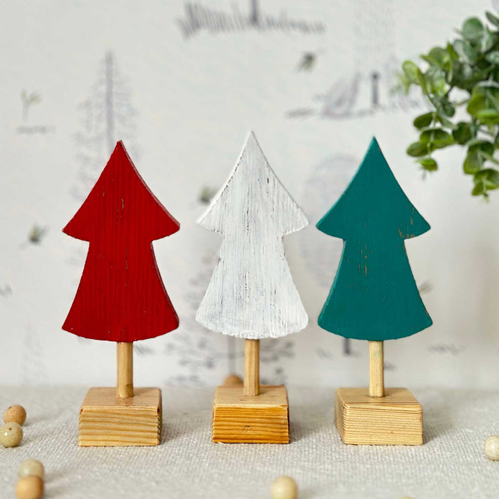 Handpainted Miniature Christmas Trees | Set of 3