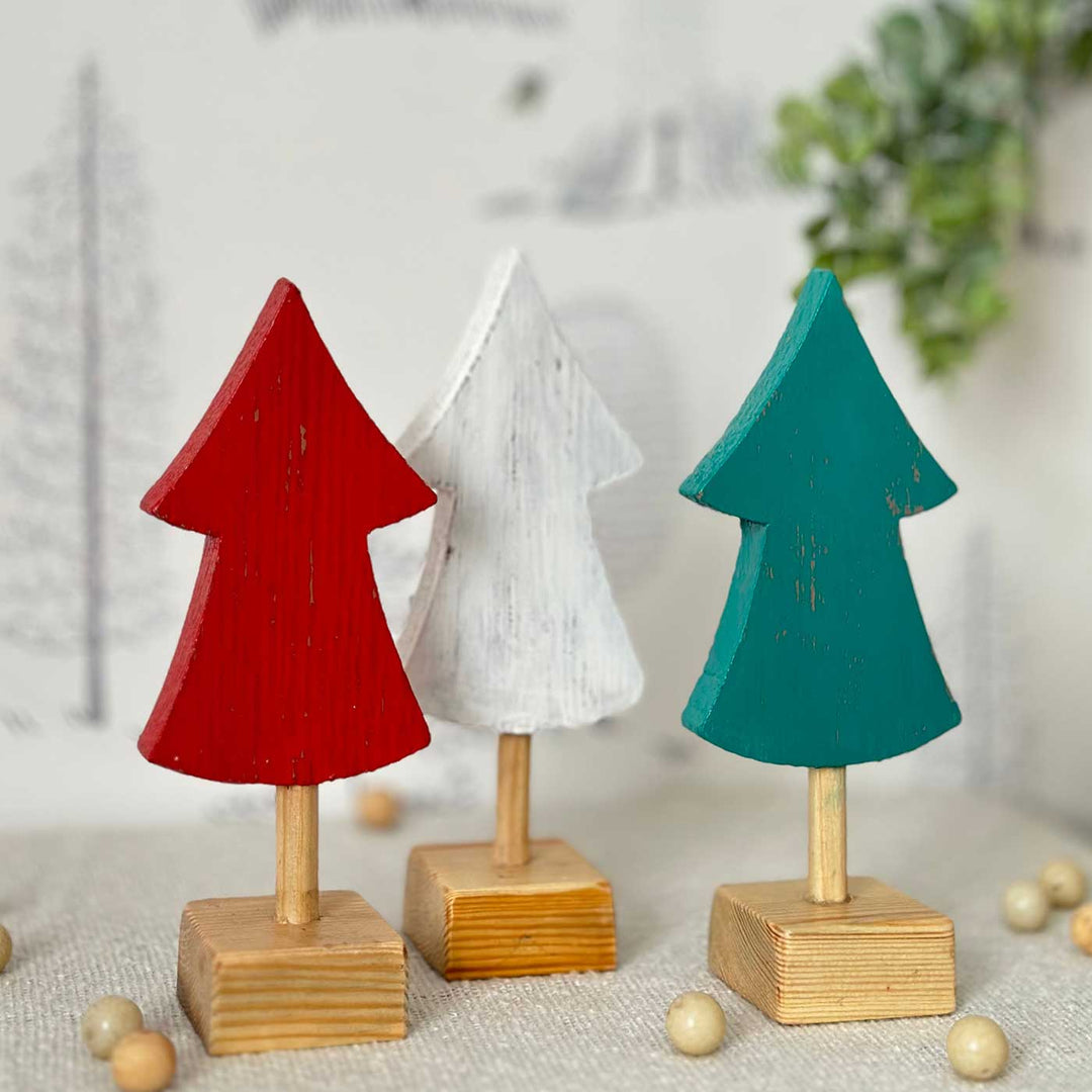 Handpainted Miniature Christmas Trees | Set of 3