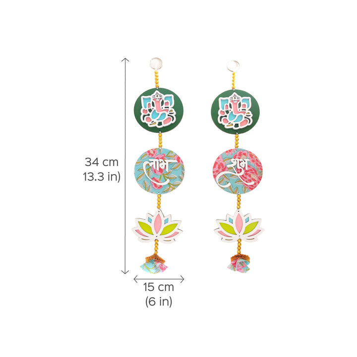 "Shubh Labh" Ganeshji MDF Hangings - Set of 2