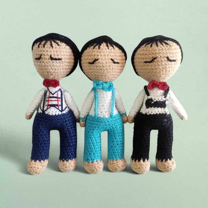 Handmade Crochet Triplet Siblings Cotton Dolls