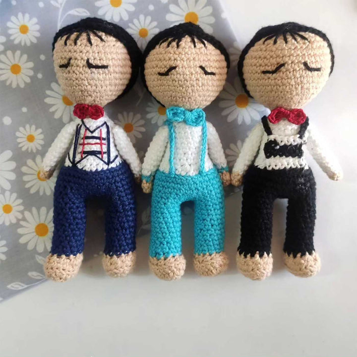 Handmade Crochet Triplet Siblings Cotton Dolls