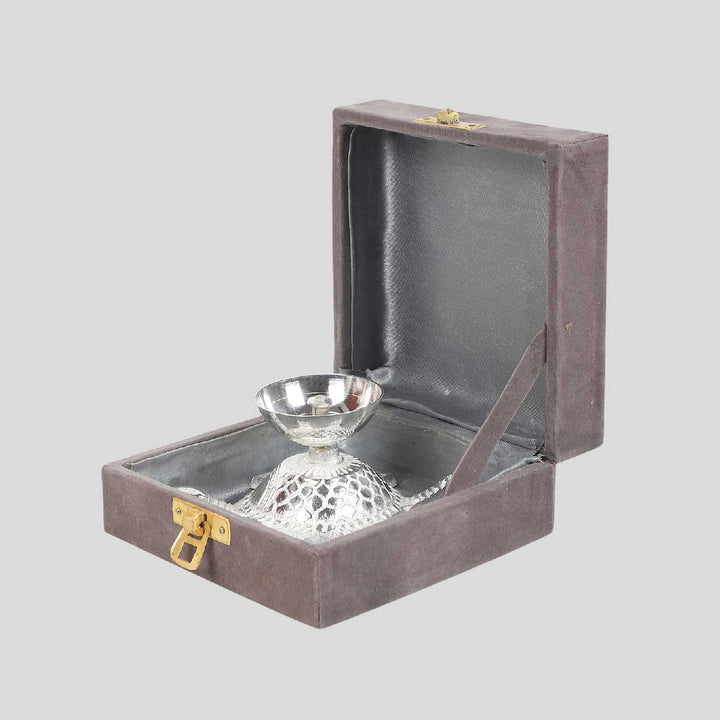 Handmade Tortoise Akhand Silver Oil Lamp / Diya