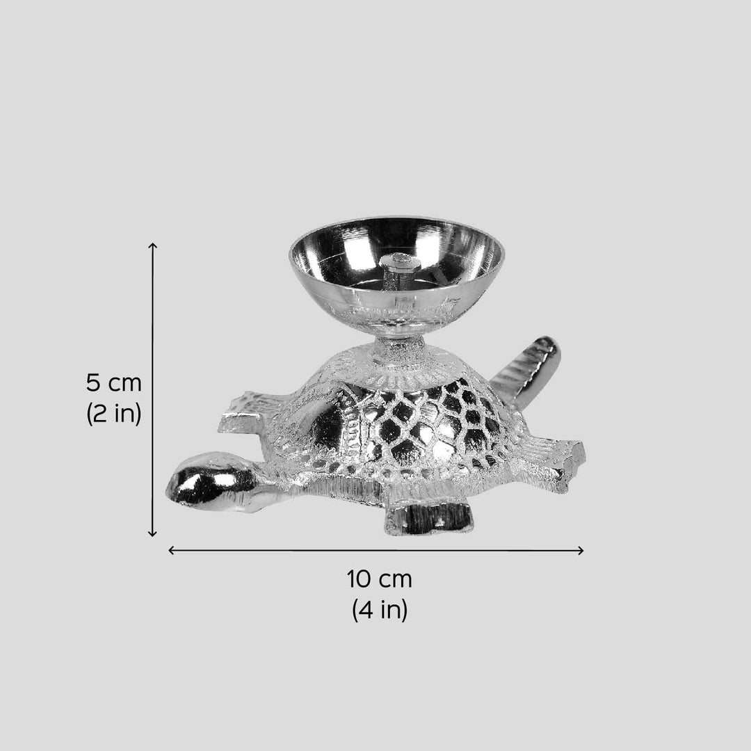 Handmade Tortoise Akhand Silver Oil Lamp / Diya