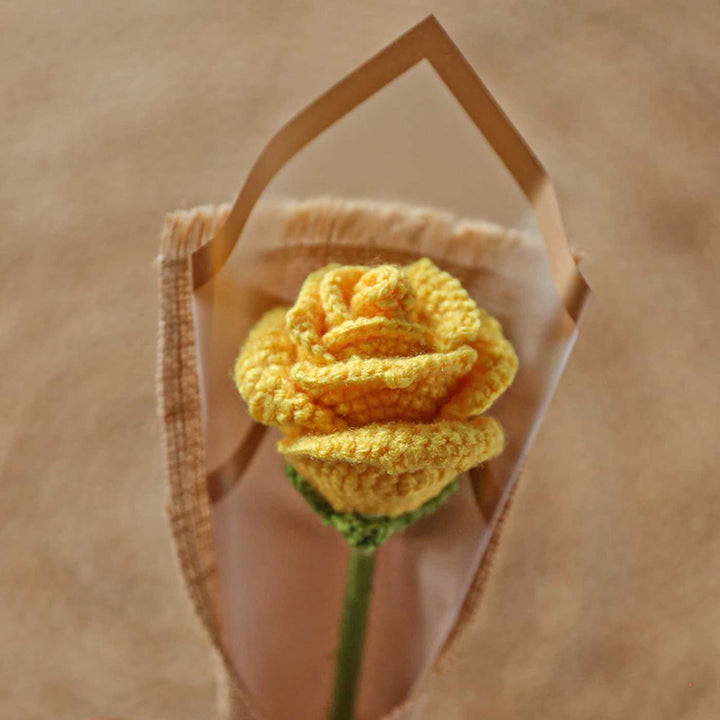 Handmade Crochet Single Rose Flower Bouquet