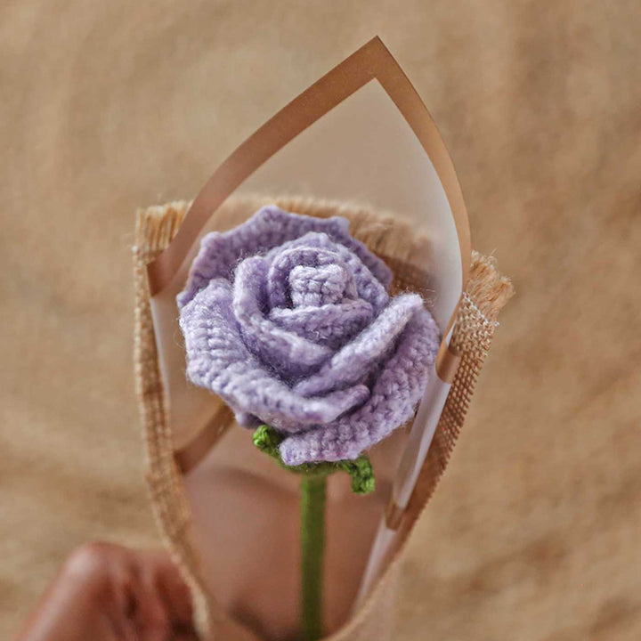 Handmade Crochet Single Rose Flower Bouquet