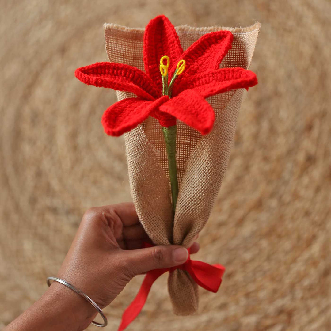 Handmade Crochet Single Lily Flower Bouquet