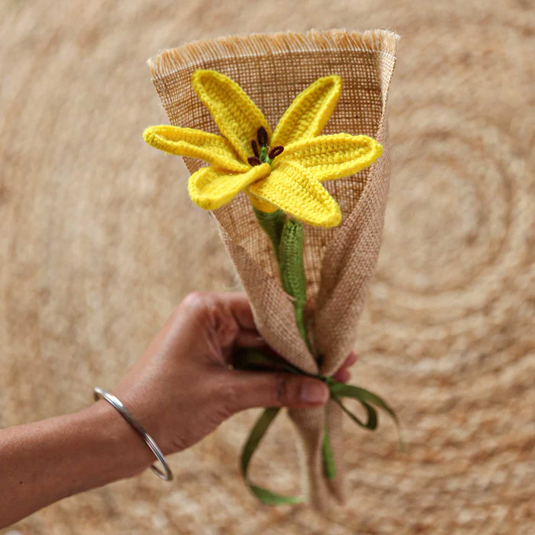 Handmade Crochet Single Lily Flower Bouquet