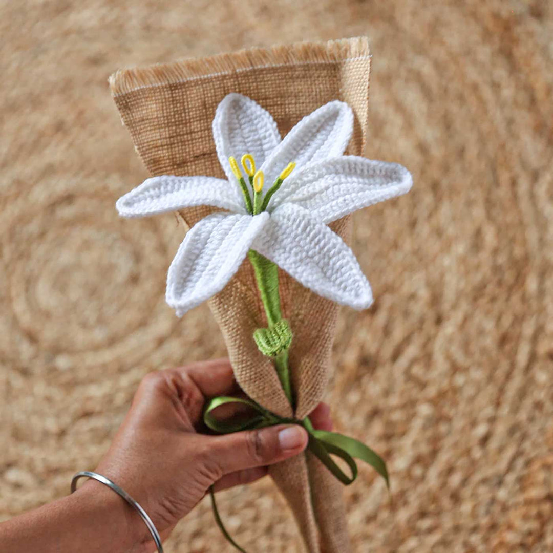 Handmade Crochet Single Lily Flower Bouquet