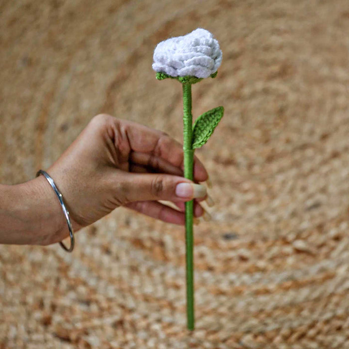 Handmade Crochet Single Button Rose Flower