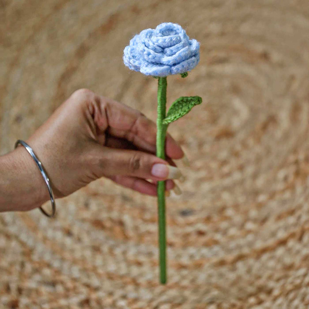 Handmade Crochet Single Button Rose Flower