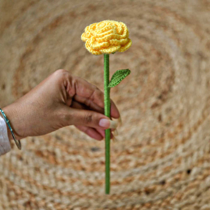 Handmade Crochet Single Button Rose Flower