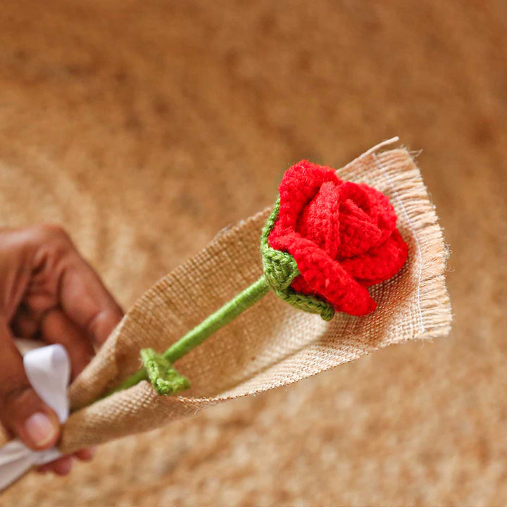 Handmade Crochet Single Rose Flower