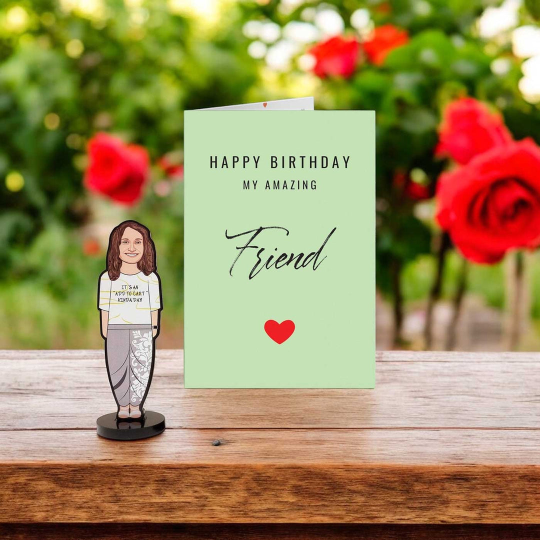 Photo Personalized Single Acrylic Caricature Cutout With Greeting Card