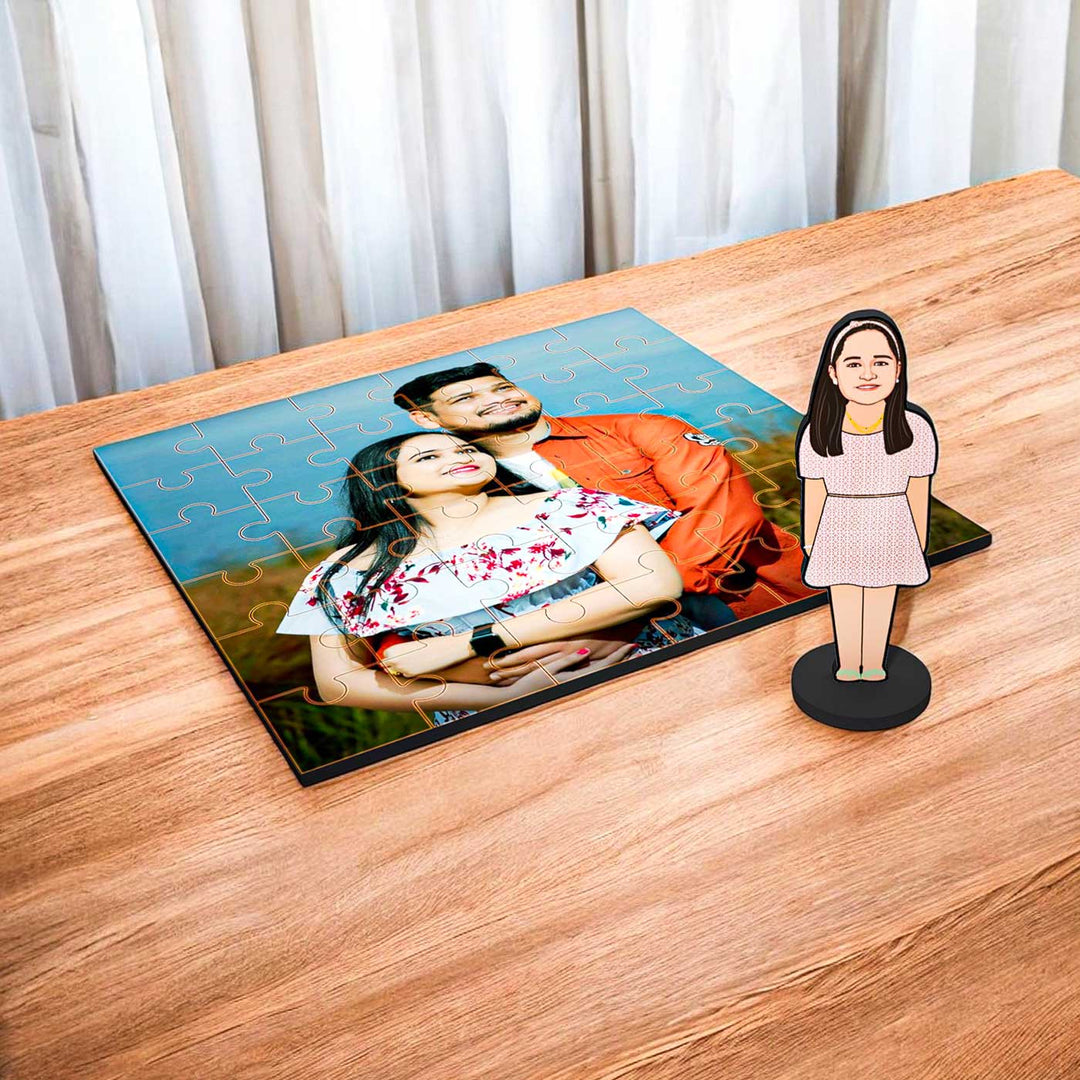 Photo Personalized Single Acrylic Caricature Cutout With Puzzle