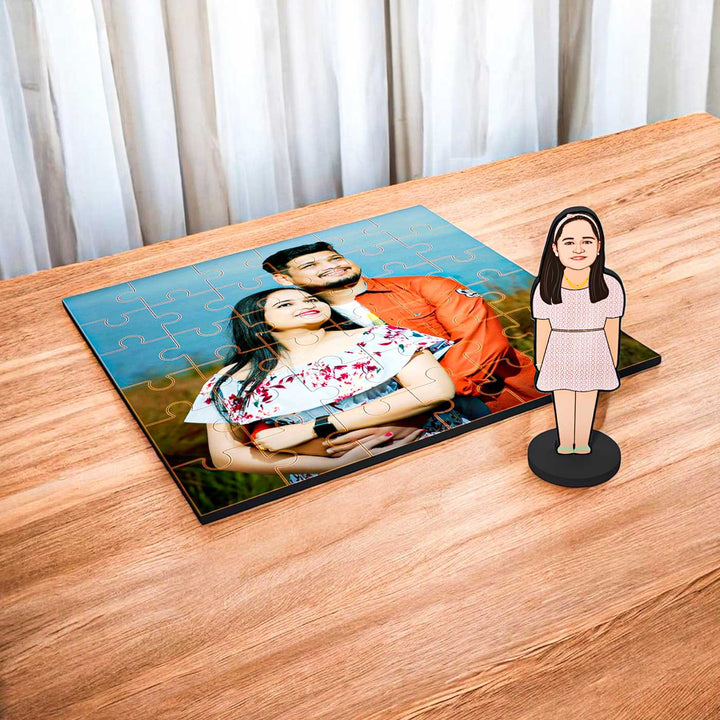 Photo Personalized Single Acrylic Caricature Cutout With Puzzle