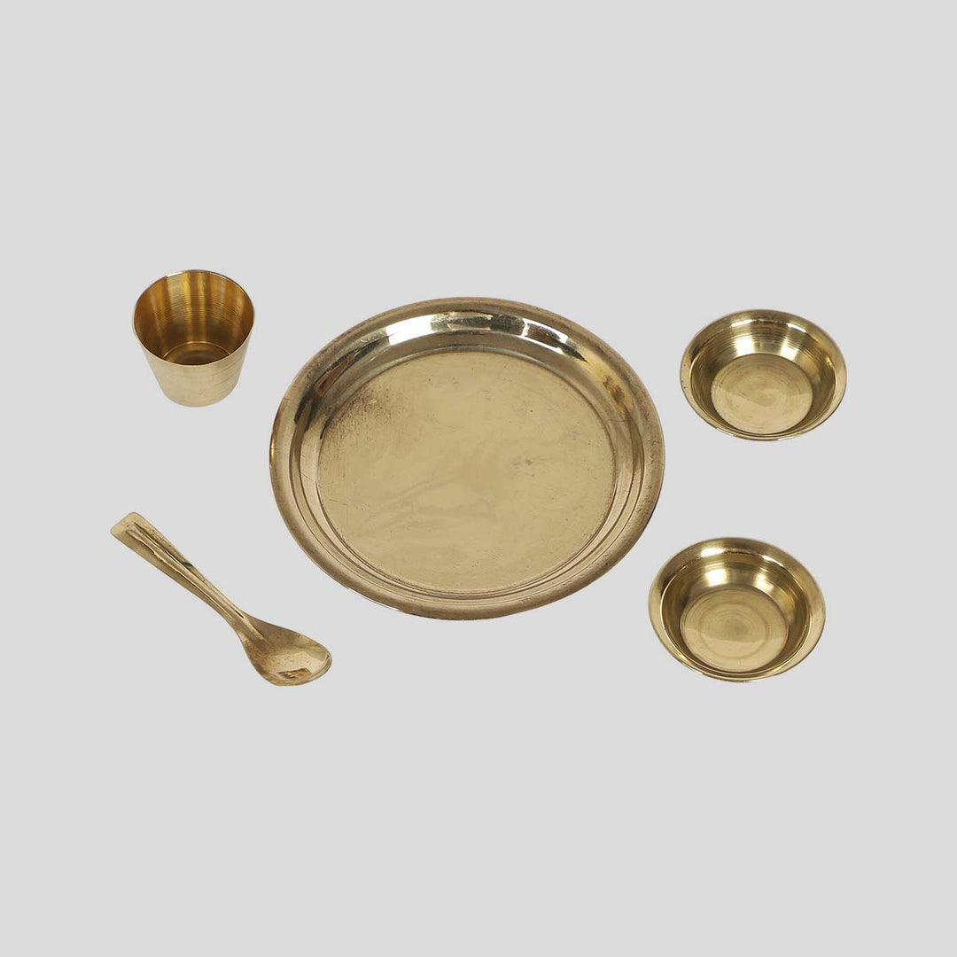 Handmade Bhog Brass Puja Thali | Set of 4