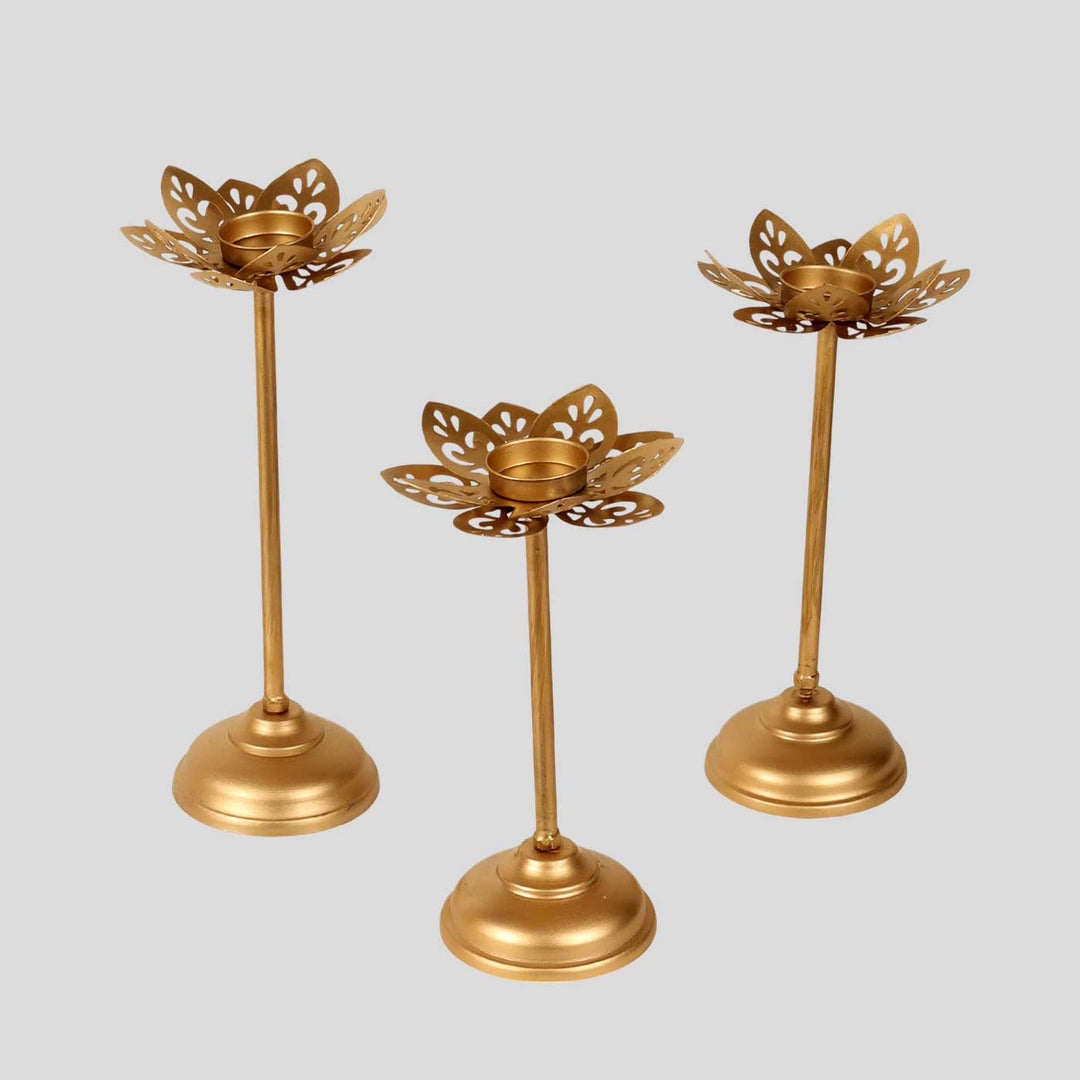 Handmade Flower Shaped Tealight Holder With Detachable Stands | Set of 3