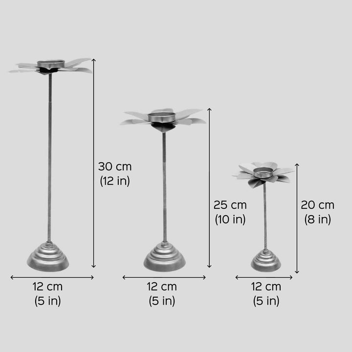 Handmade Flower Petals Tealight Holder With Detachable Stands | Set of 3