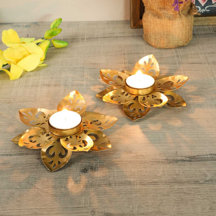 Handmade Flower Shaped Tealight Holder | Set of 2