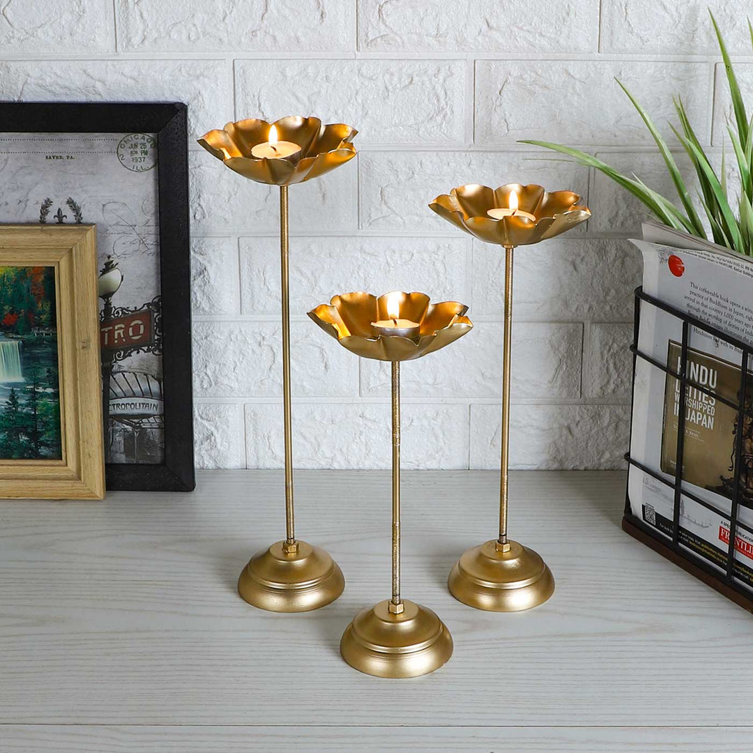 Handmade Lotus Tealight Holder With Detachable Stands | Set of 3