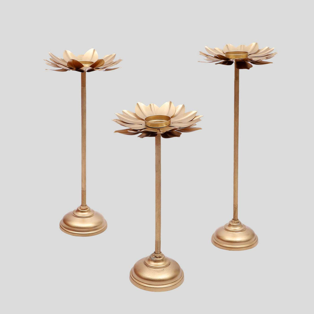 Handmade Flower Petals Tealight Holder With Detachable Stands | Set of 3