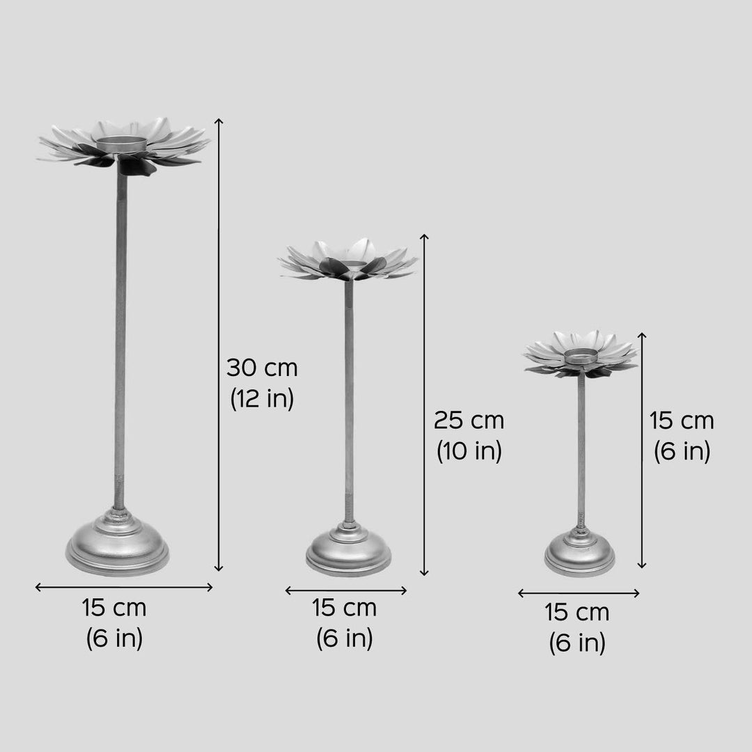 Handmade Flower Petals Tealight Holder With Detachable Stands | Set of 3