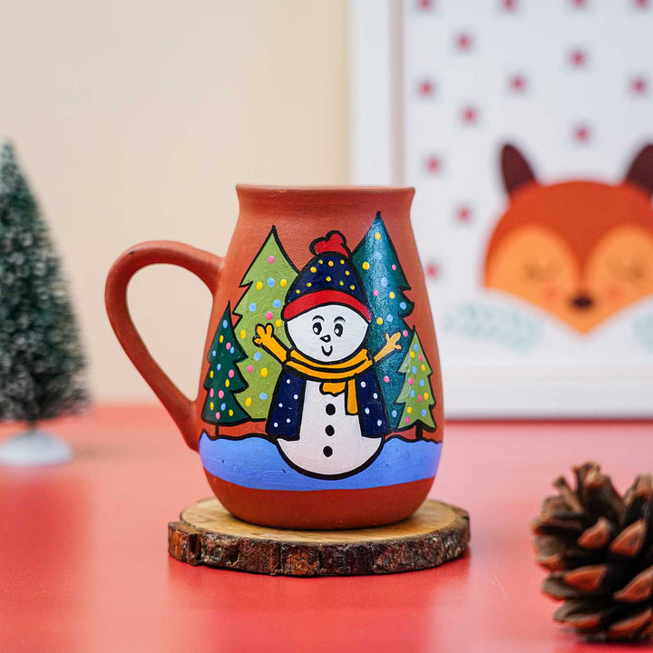 Hand-Painted Snowman Terracotta Mugs | Secret Santa Gift Ideas