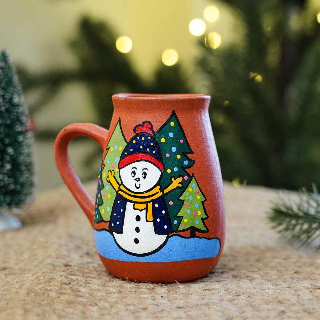 Hand-Painted Snowman Terracotta Mugs | Secret Santa Gift Ideas