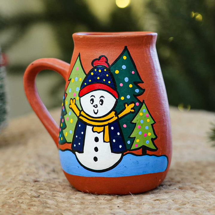 Hand-Painted Snowman Terracotta Mugs | Secret Santa Gift Ideas