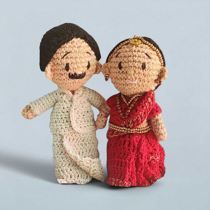 Handmade Crochet South Indian Couple Cotton Dolls