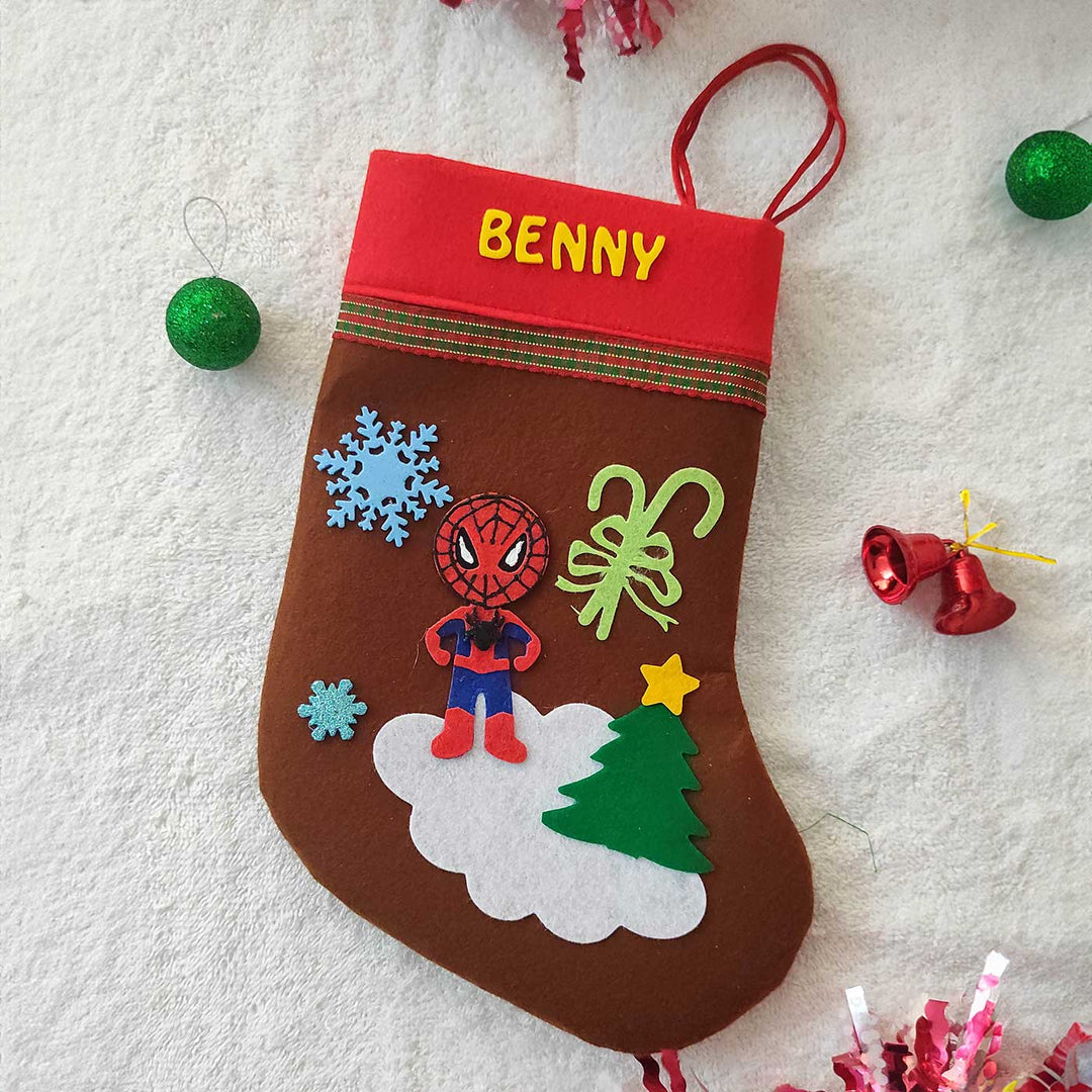 Personalized Spiderman Felt Stockings For Christmas Decoration